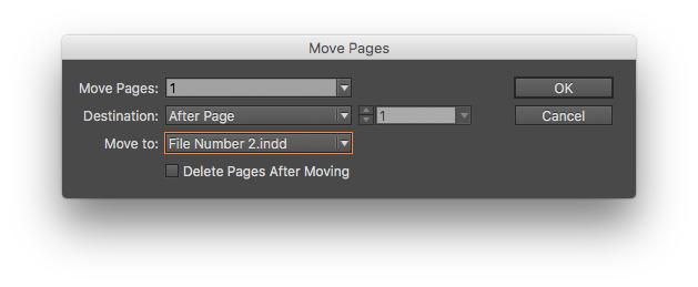 Select the destination with the “Move to:” combo box.