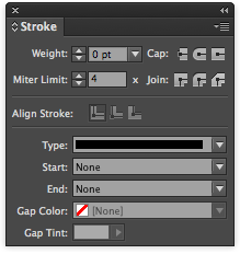 In the middle of the Stroke palette are the Align Stroke options.