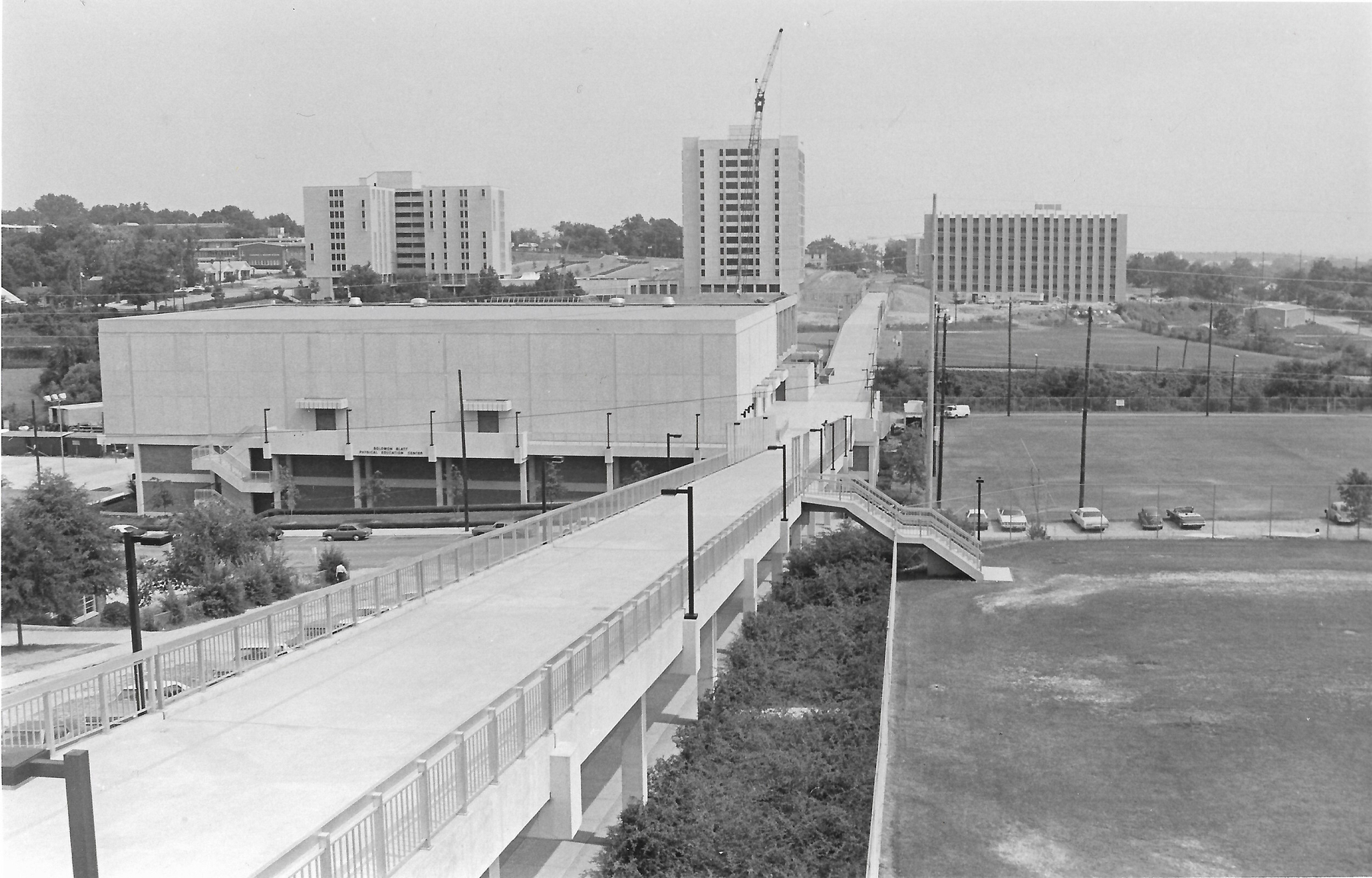 The south side of the University of South Carolina&rsquo;s campus under construction in the early 1970s.