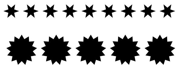 A couple of rows of shapes created with the arrow keys.