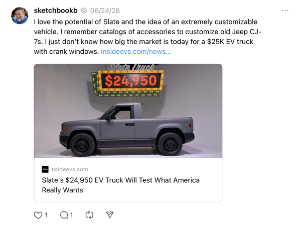 Social media post about Slate