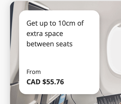 “Get up to 10cm of extra space between seats from $55.76”