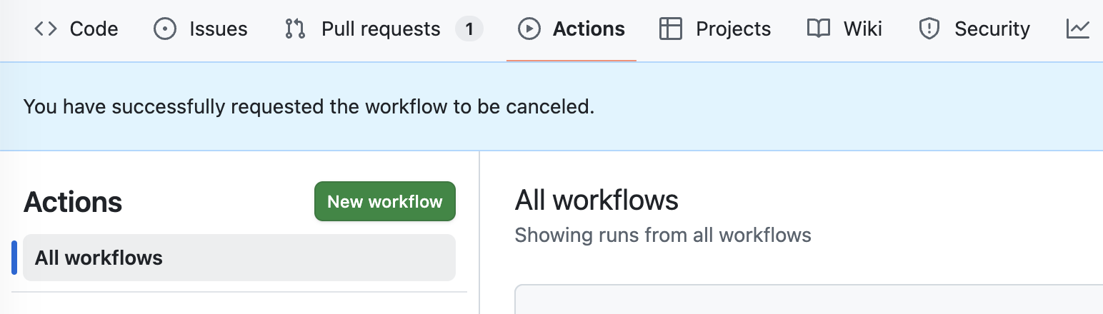 You have successfully requested the workflow to be canceled.