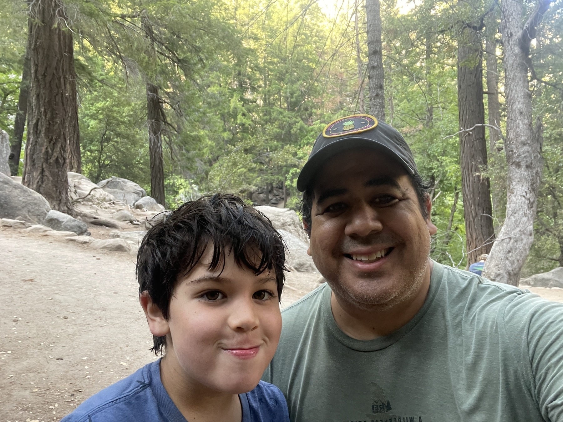 Selfie photo on the Mist Trail in Yosemite National Park