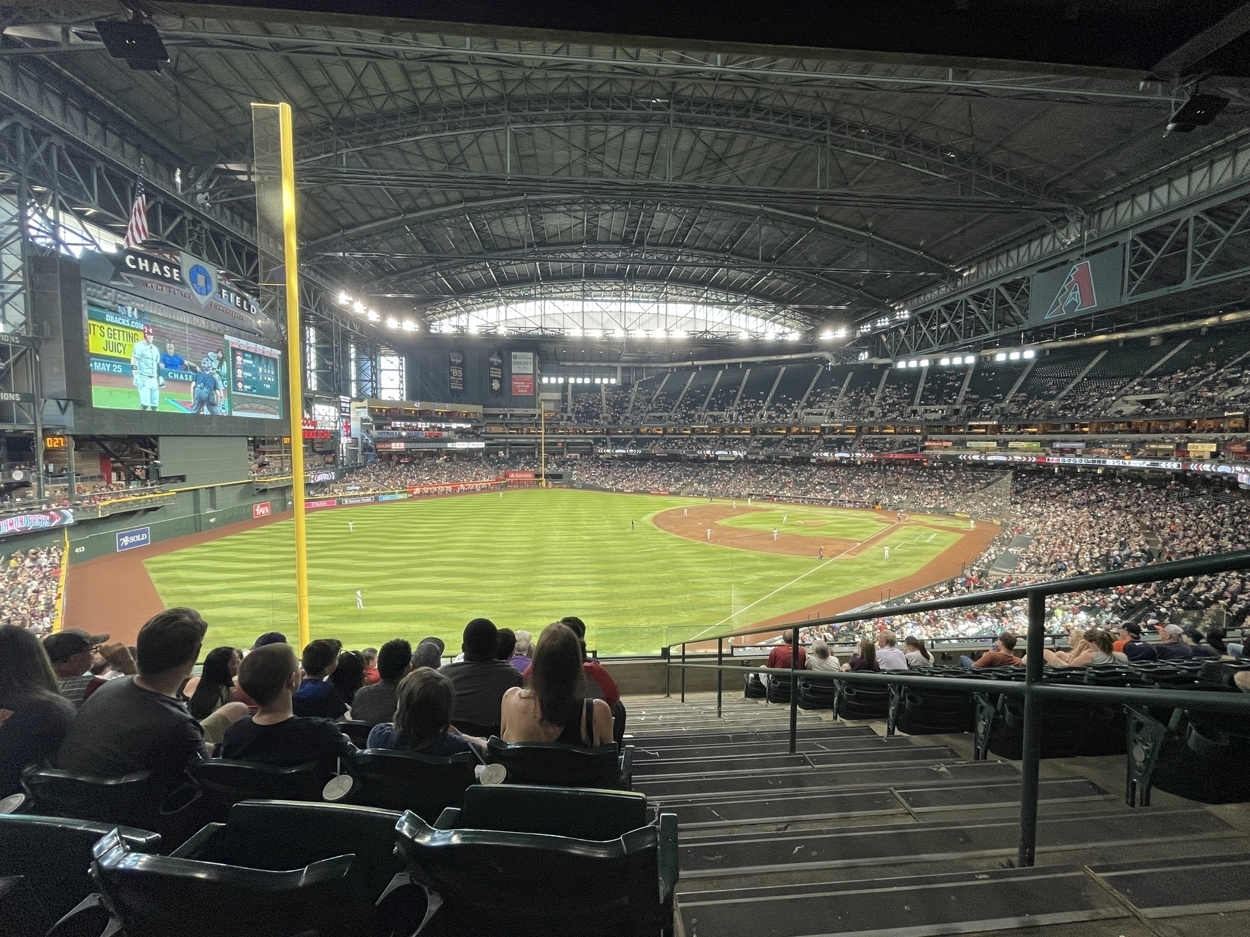 Wide angle photograph of Chase Field, a baseball park.