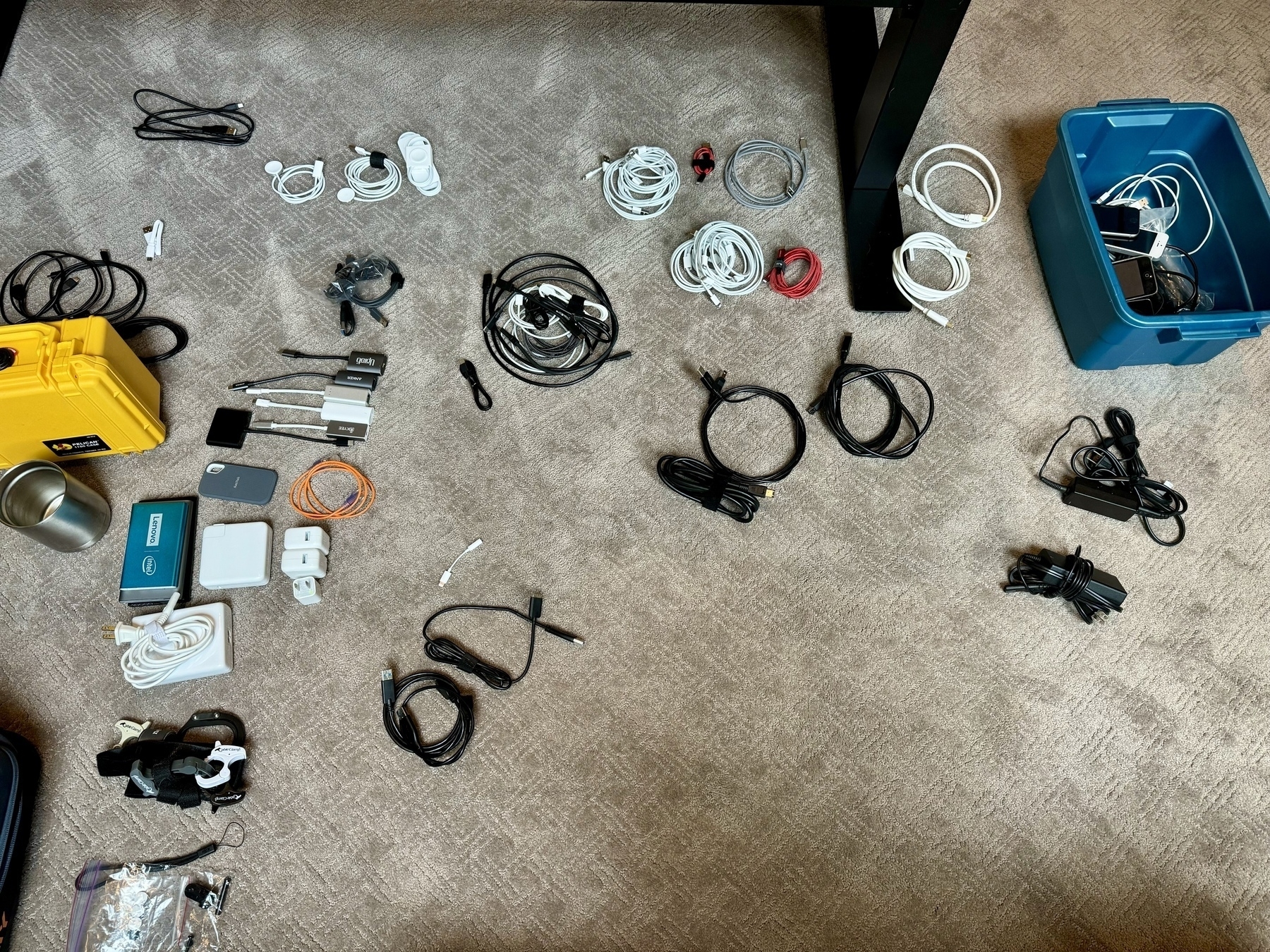 Photo of random cables, adapters and other tech gear that will be recycled 