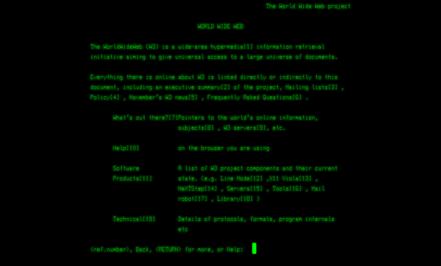 Screenshot of the first ever website