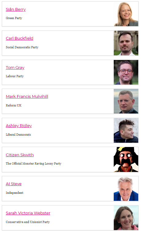 List of general election candidates for Brighton Pavilion