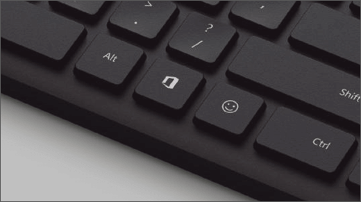 A closeup of the Office Key on a Microsoft keyboard