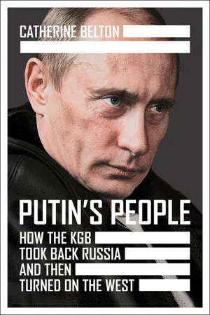 A book cover featuring a serious-looking Vladimir Putin with the title Putin's People by Catherine Belton.