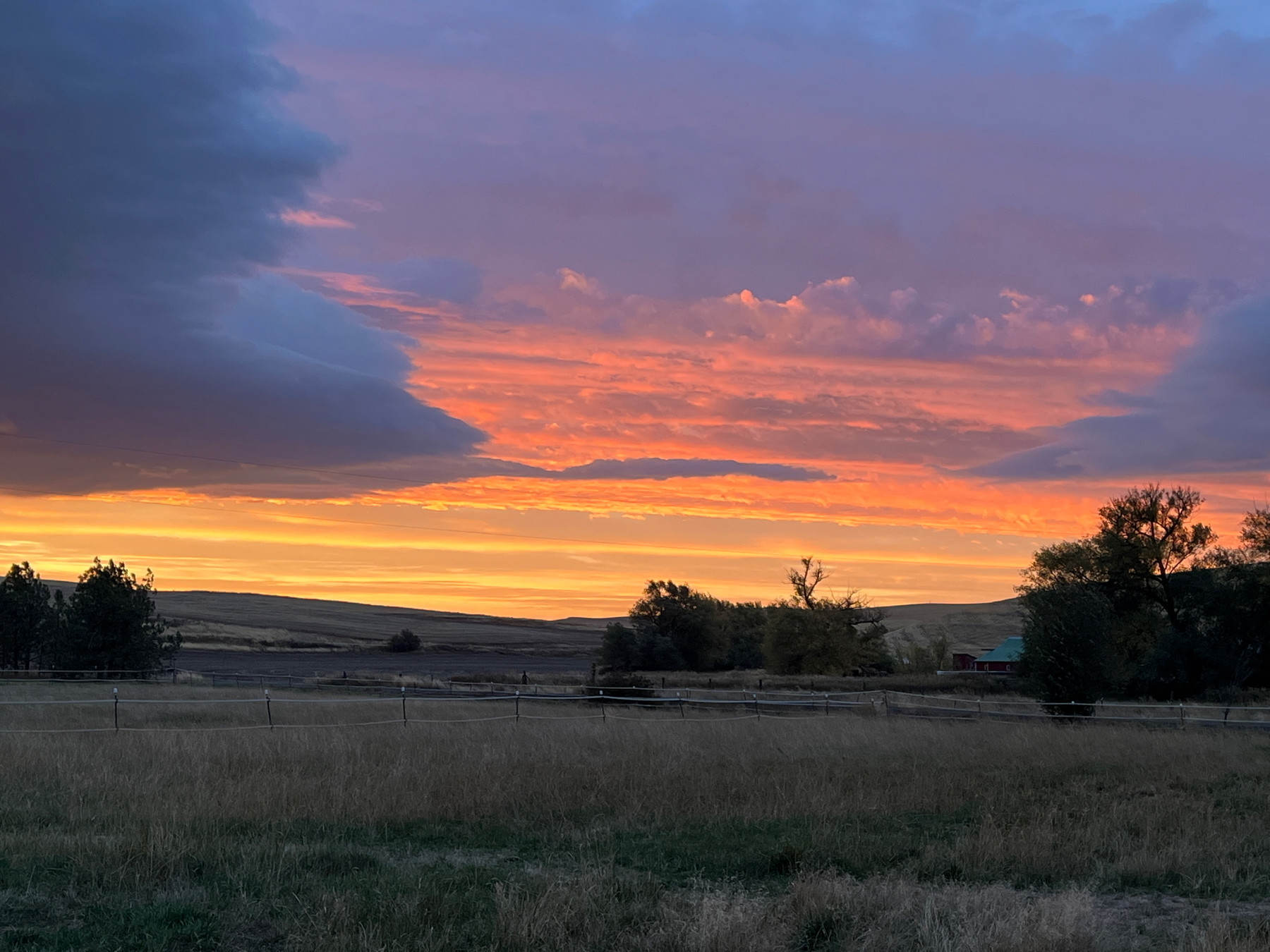 Pretty sunrise over a farm