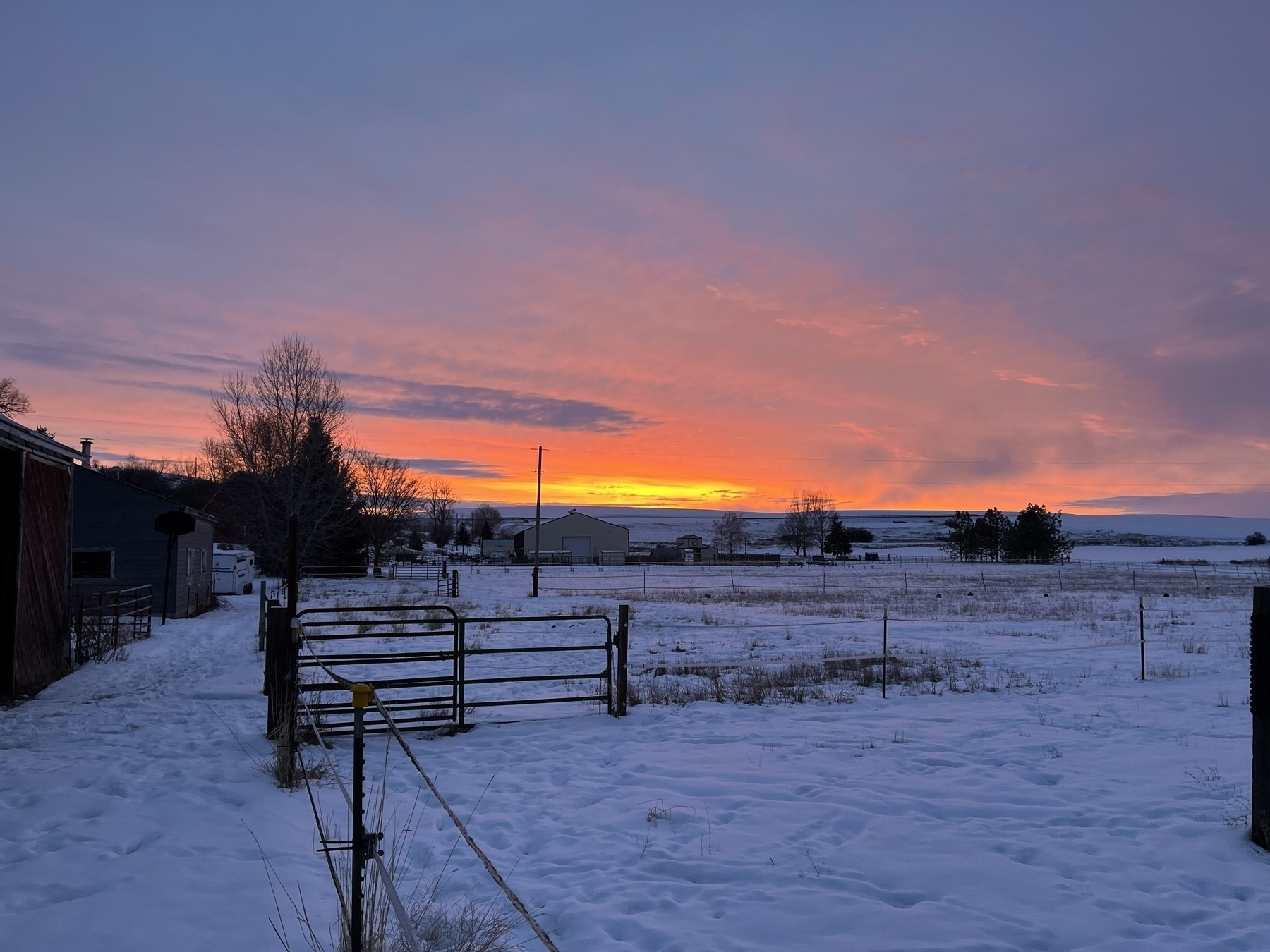 Sunrise over a snowy landscape 