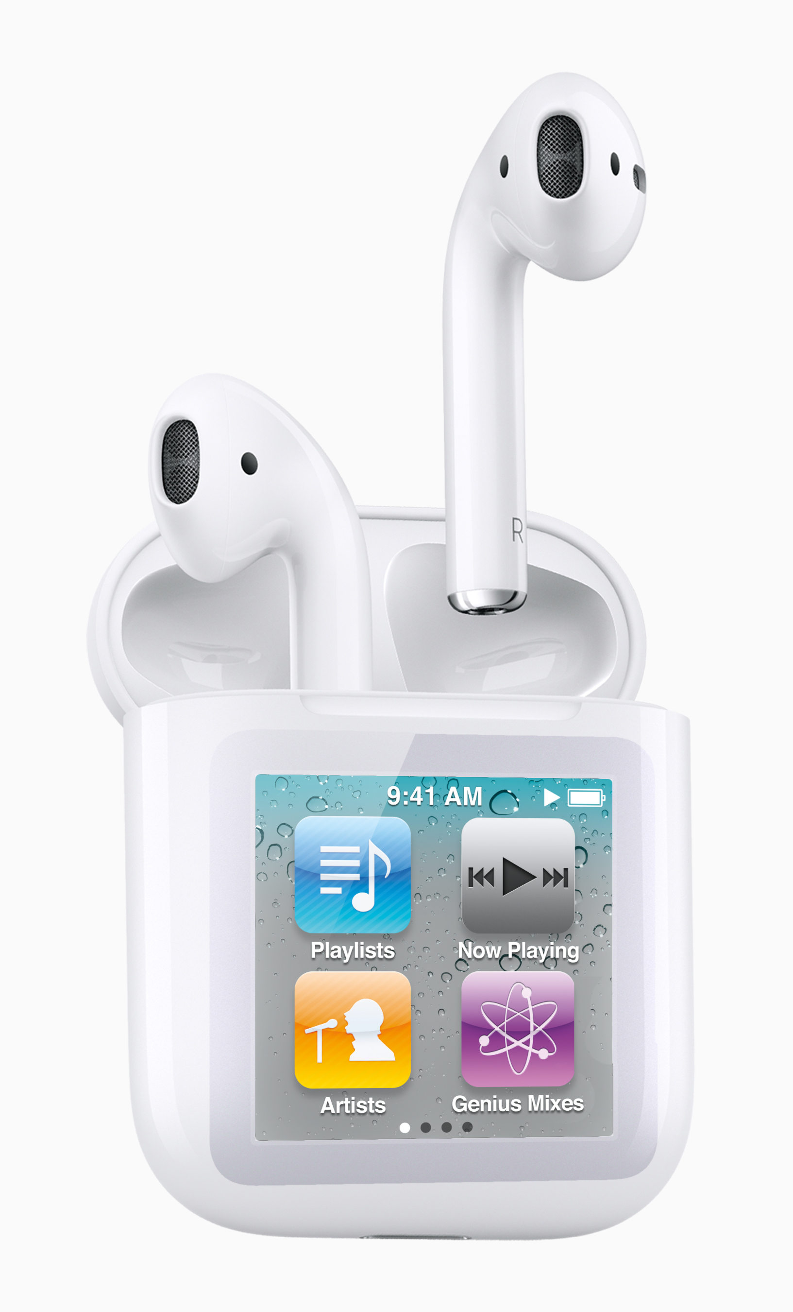AirPods with iPod nono 6th Generation screen on the case