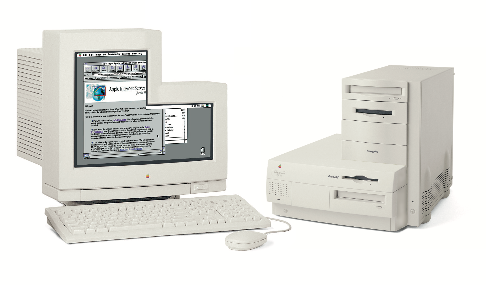 Apple Multiple Scan 17L CRT & Apple Workstation Server 7250/120L “L-Shaped” Monitor and Worksation