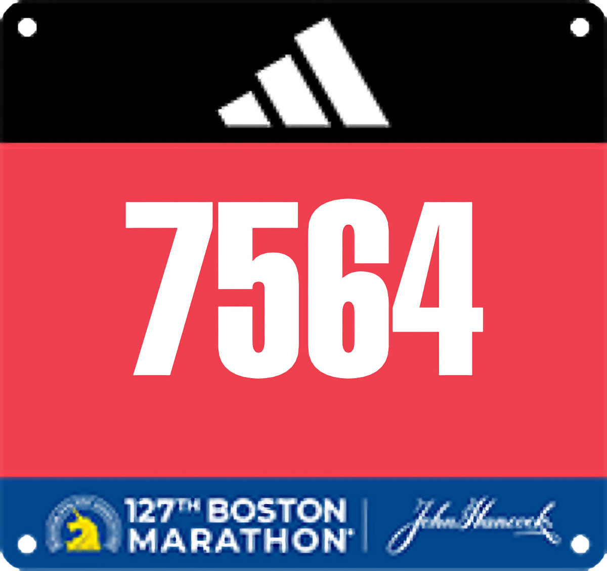 127th Boston Marathon red bib number 7564