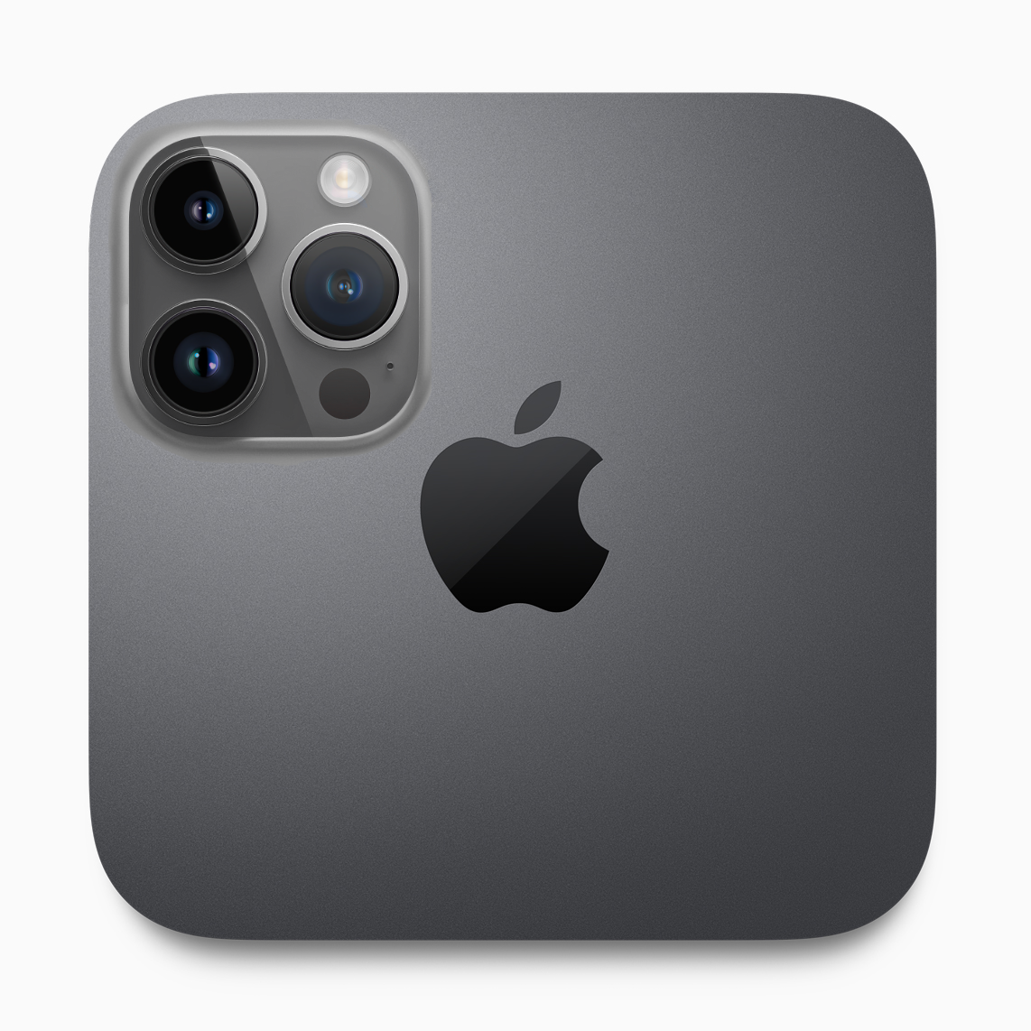 Mac mini Pro with iPhone 14 Pro camera plateau.