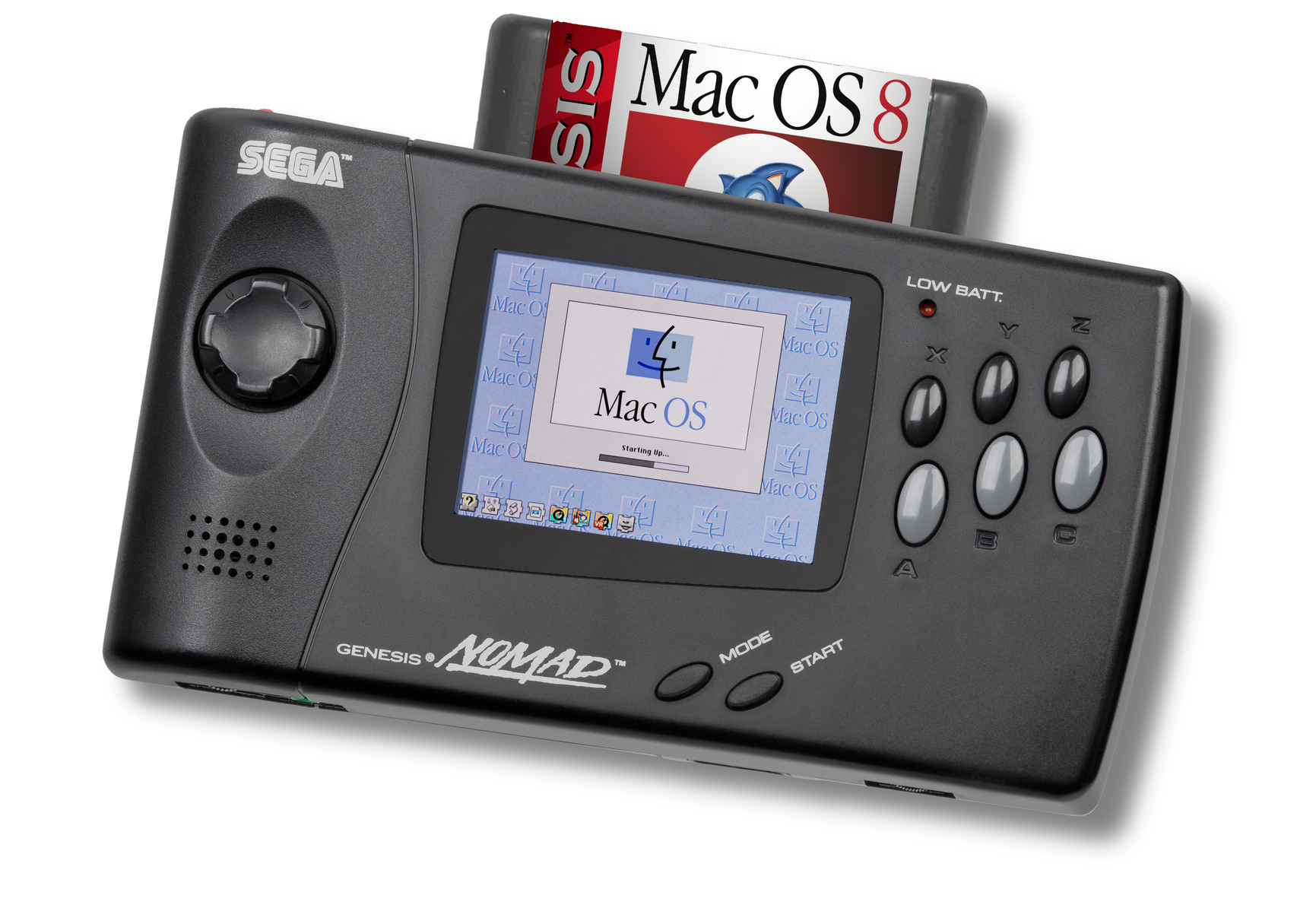 Sonic & Tails version of Mac OS 8 on the Sega Nomad
