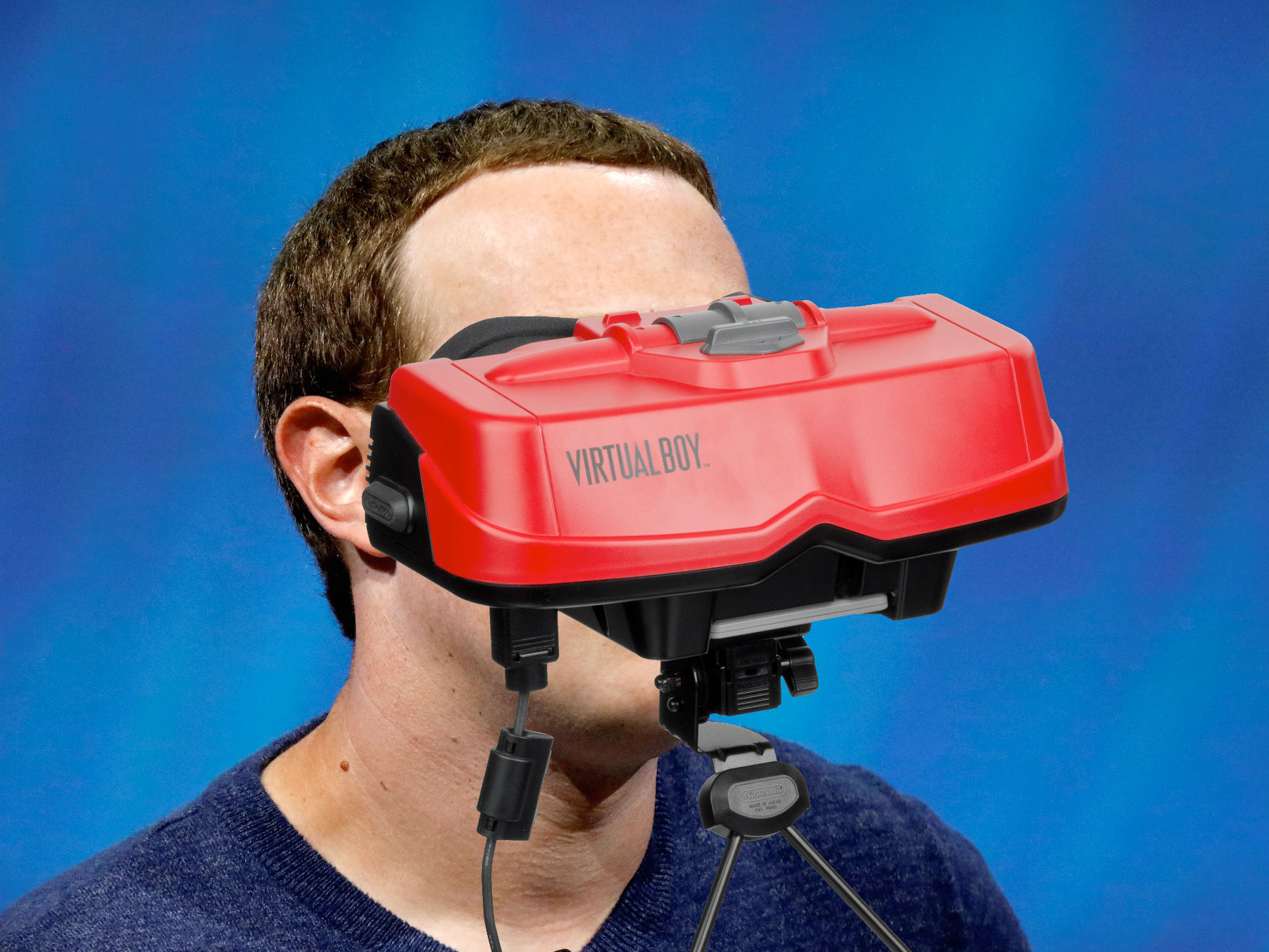 Mark Zuckerberg playing the Nintendo Virtual Boy