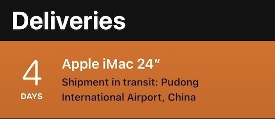 Apple iMac 24” delivered in 4 days.
