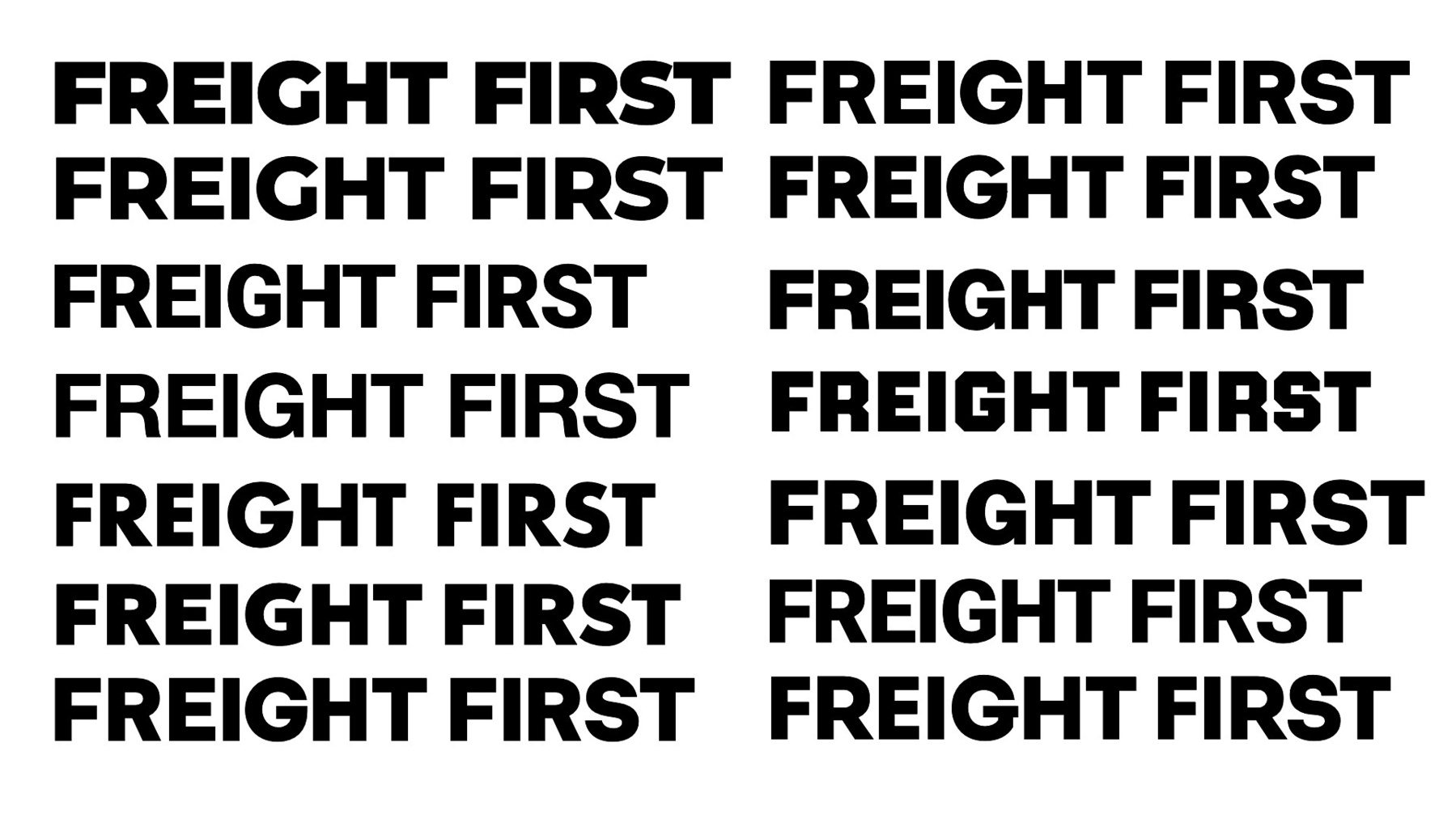 Font Shortlist for Freight First