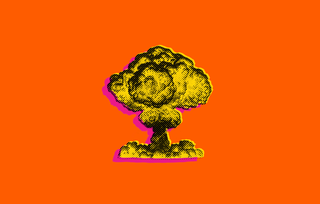 A stylized image of a mushroom cloud.