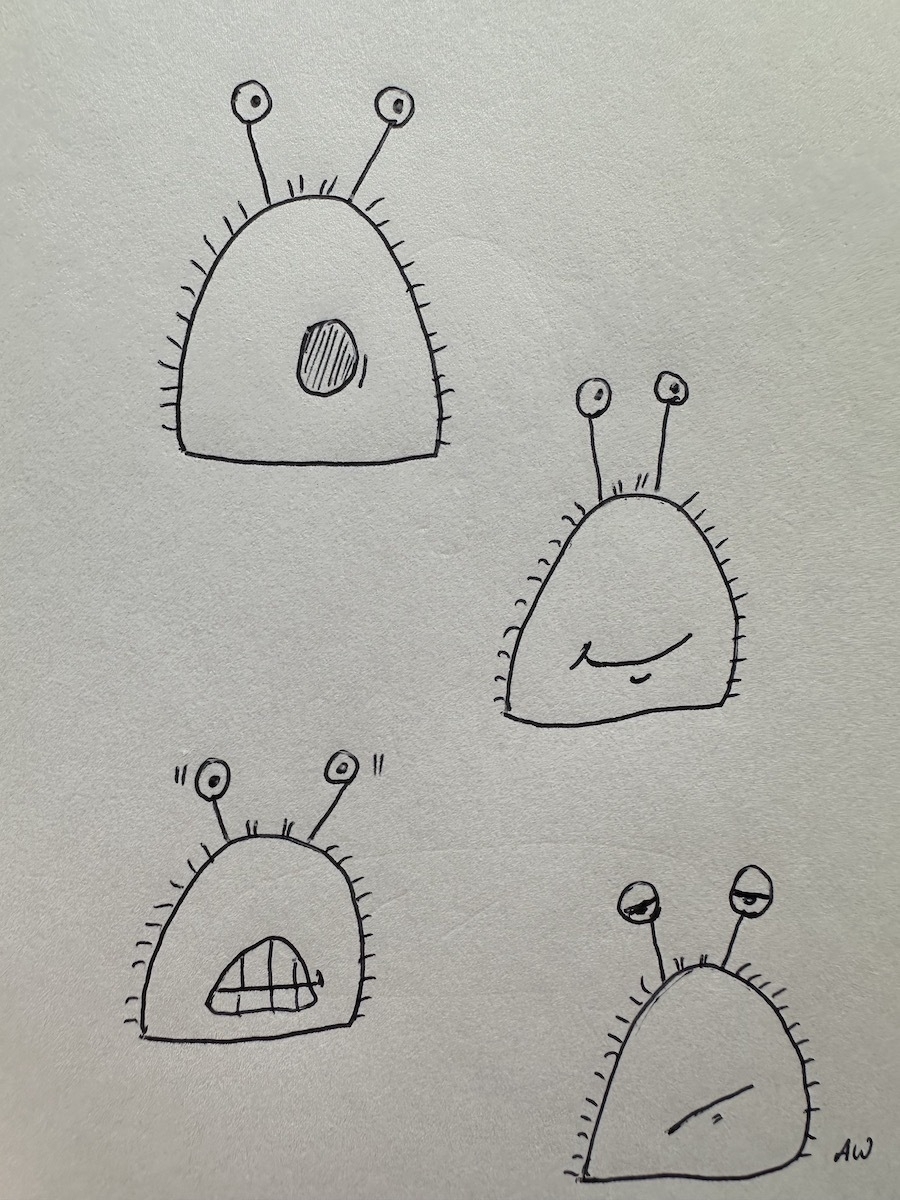 doodle of little virus germs ...