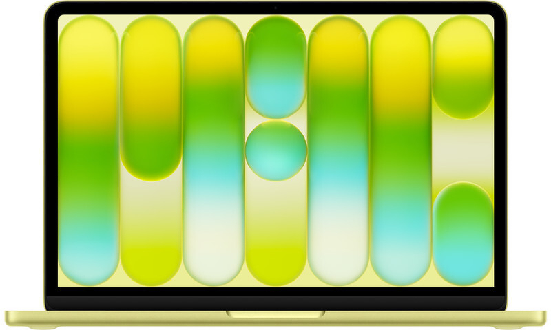 a vivid citrus coloured Macbook neo