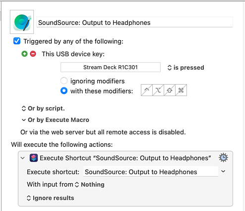 "SoundSource: Output to Headphones" (with trigger)