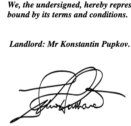 Signature from the lease