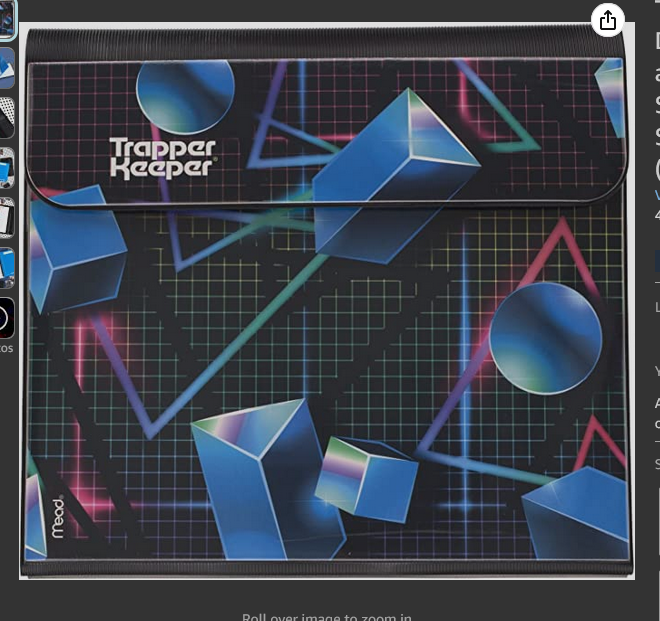 A Trapper Keeper in the 1980's style, with 3D primitive shape art. 