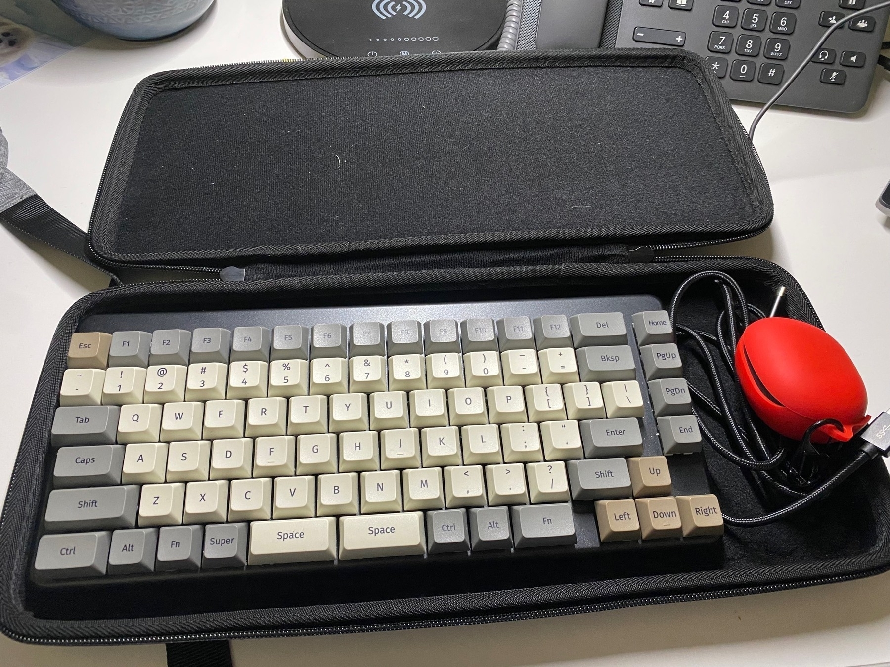One of System 76's launch keyboards in a carrying case