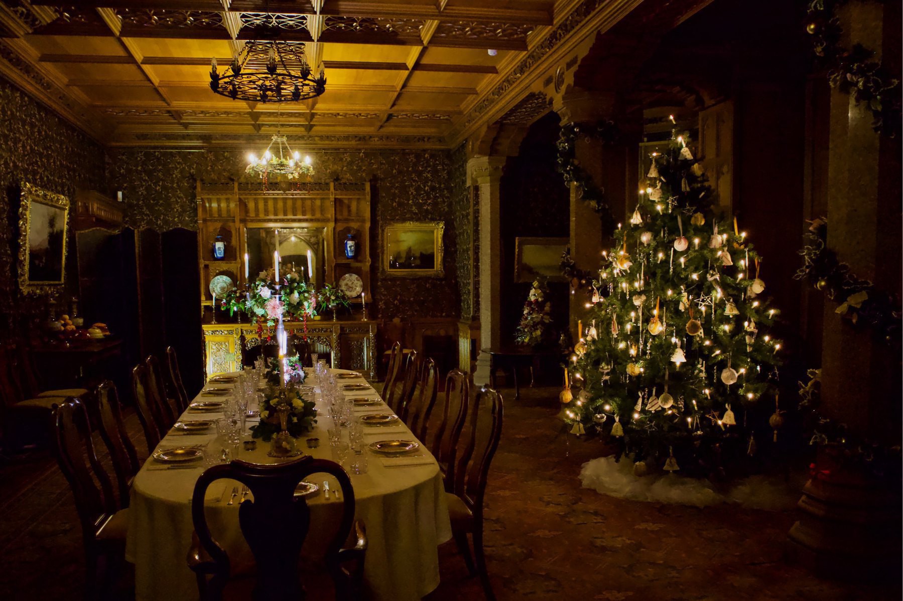 The dining room at Tyntsfield House, near Bristol, decked out for a Victorian Christmas. 