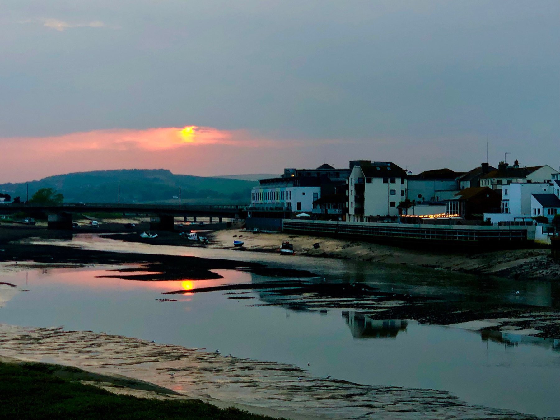 View towards New Shoreham and the South Downs from the Adur Ferry Bridge.