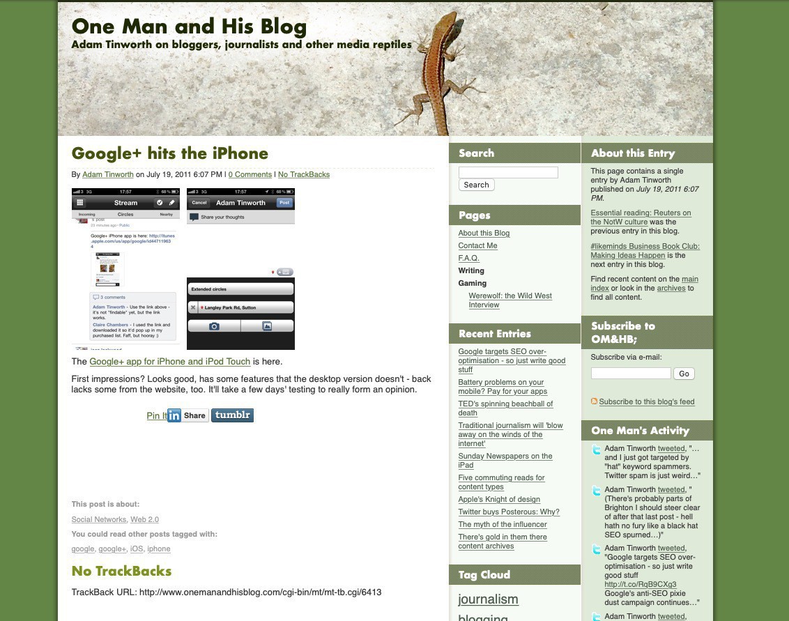 One Man & His Blog in 2011