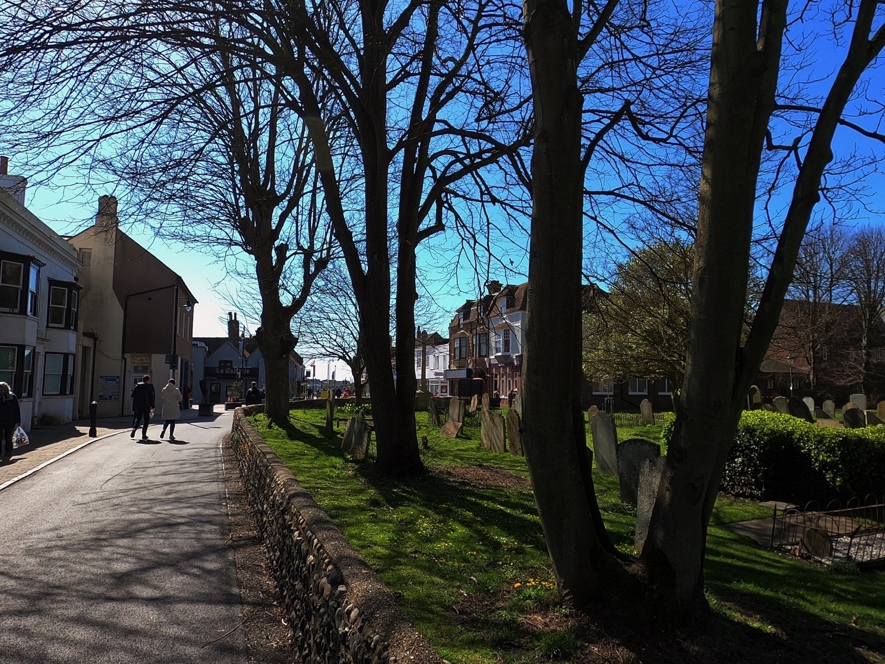 Looking towards East Street from the churchyard of St Mary de Haura.