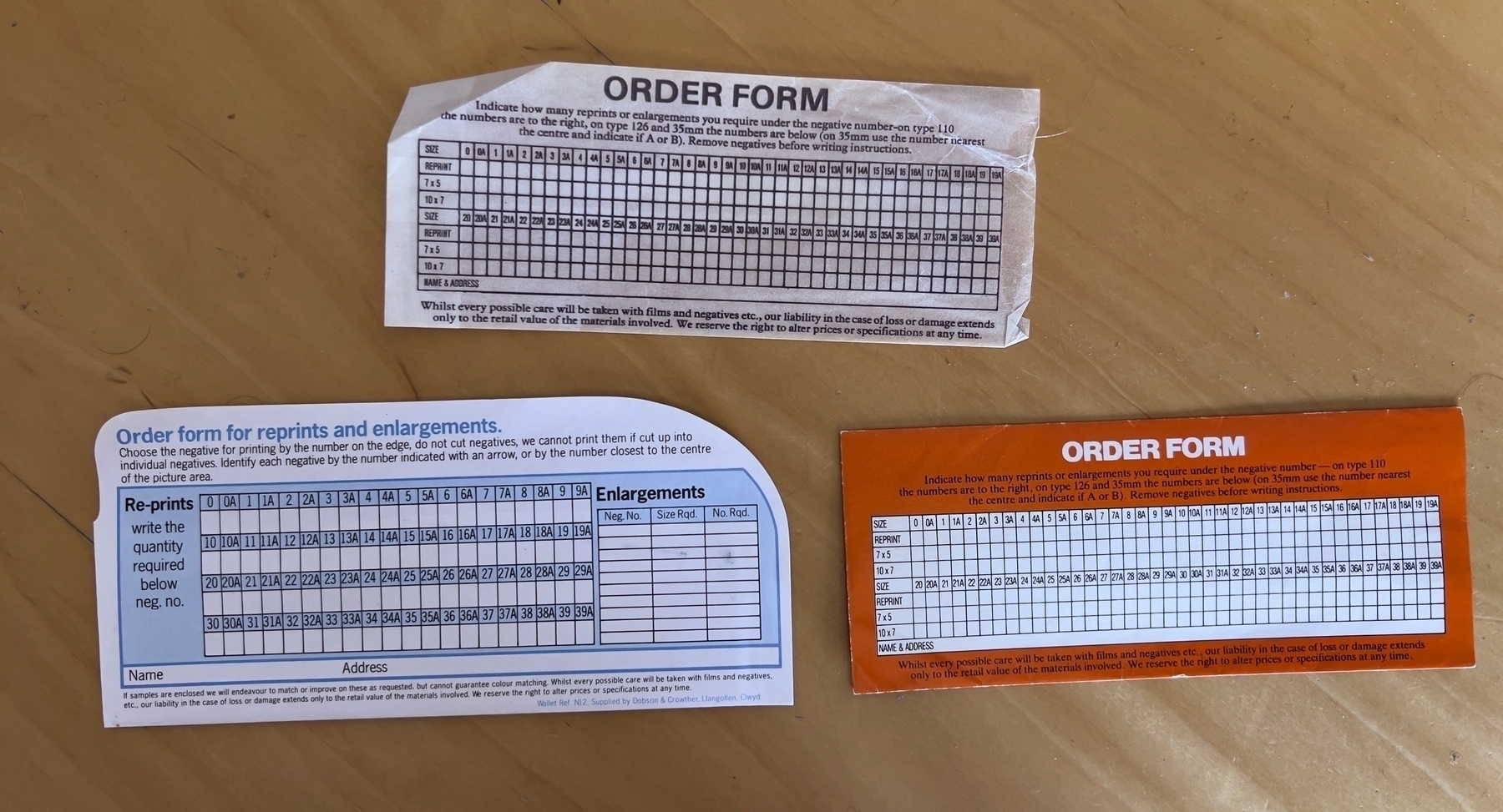 The reordering side of 1980s negative strip holders