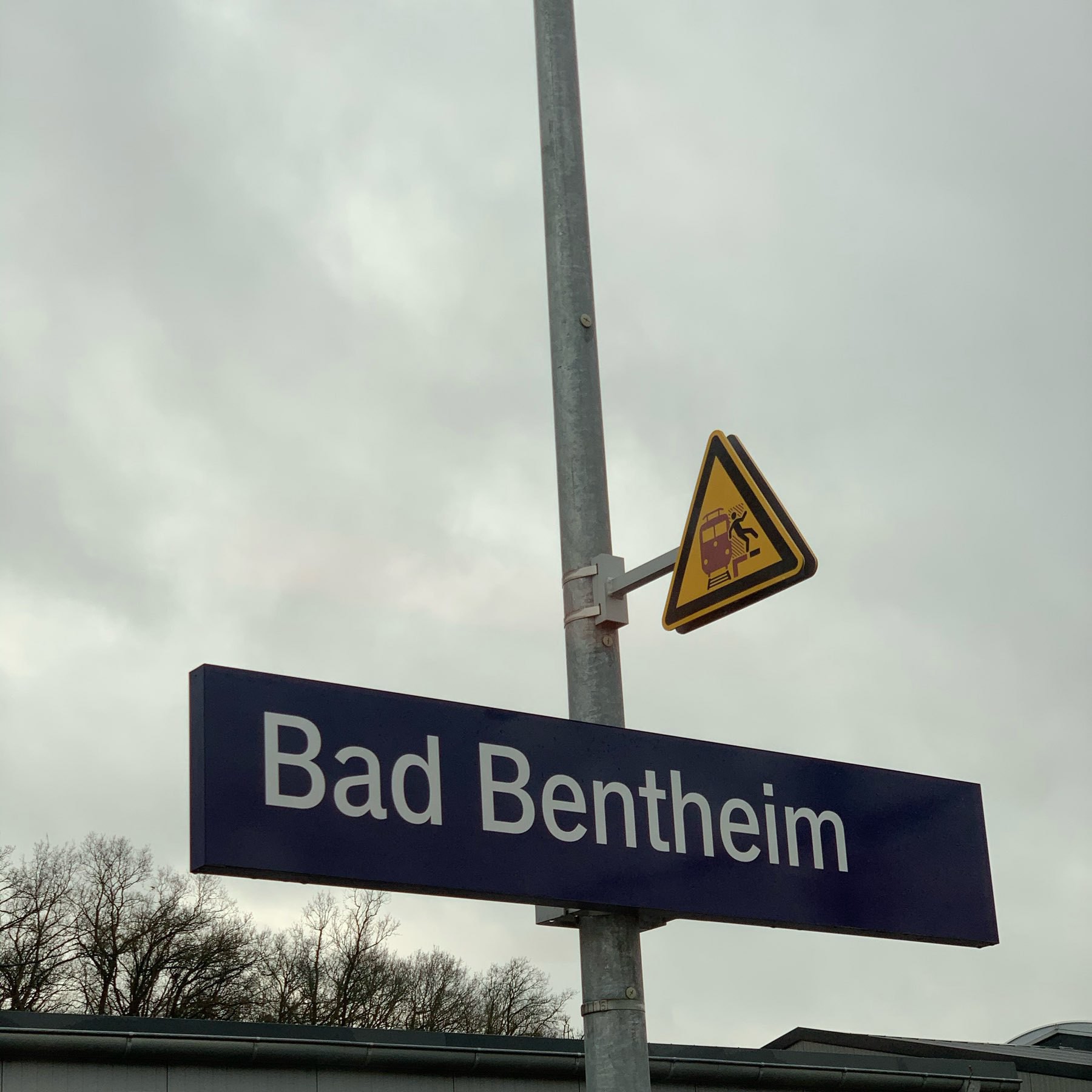 Station platform sign for Bad Bentheim, DE