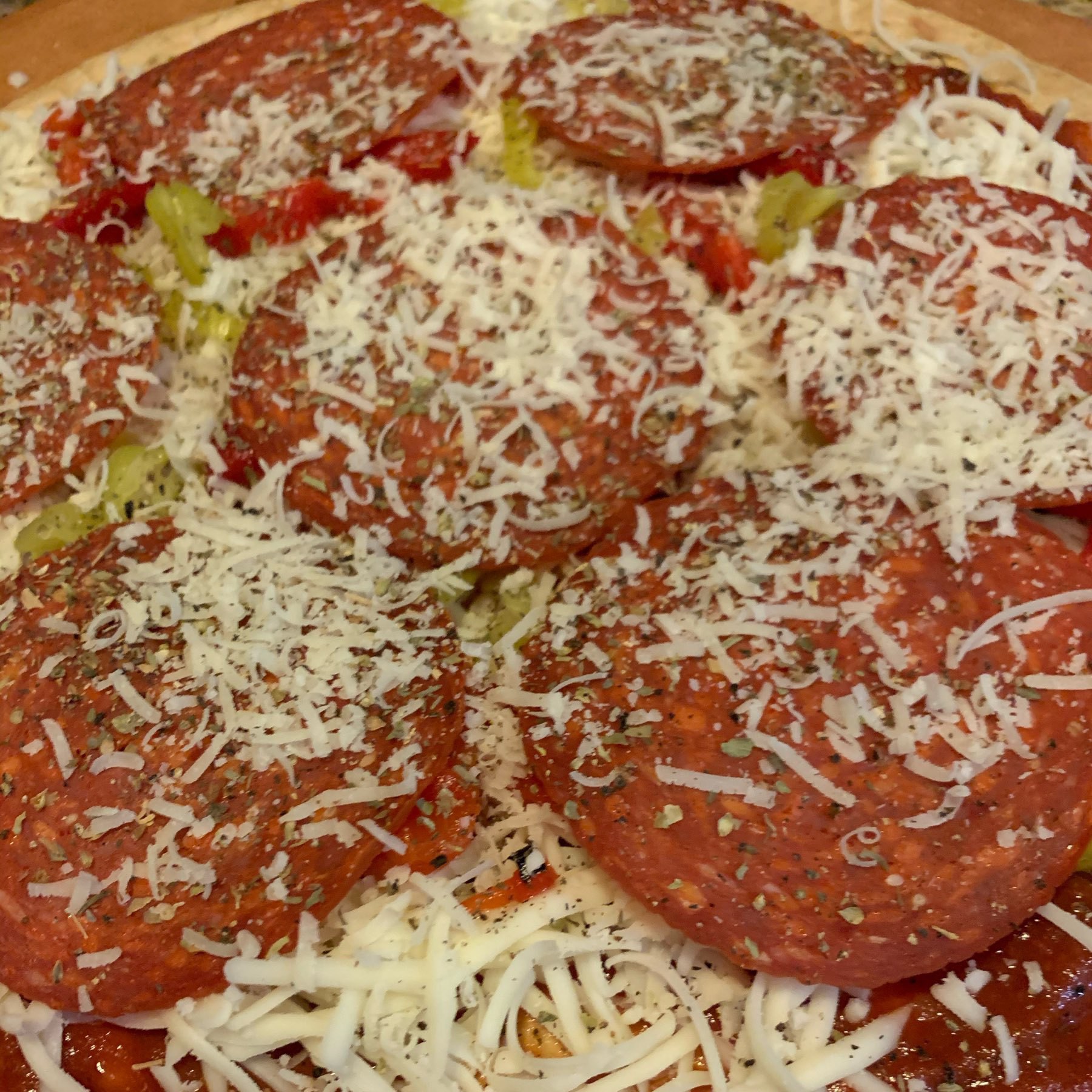 pepperoni pizza ready for the oven