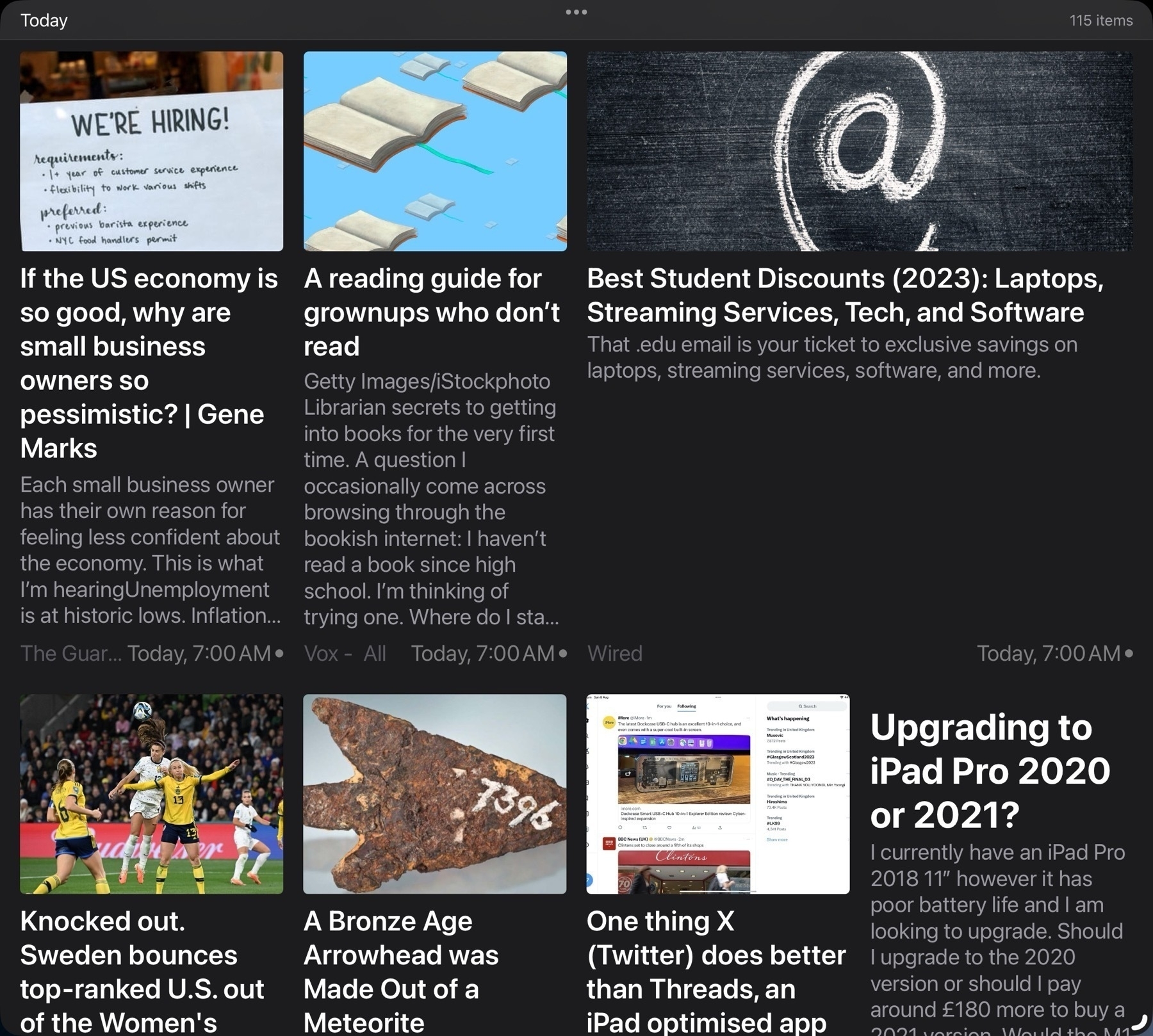 Screenshot of News Explorer on iPad