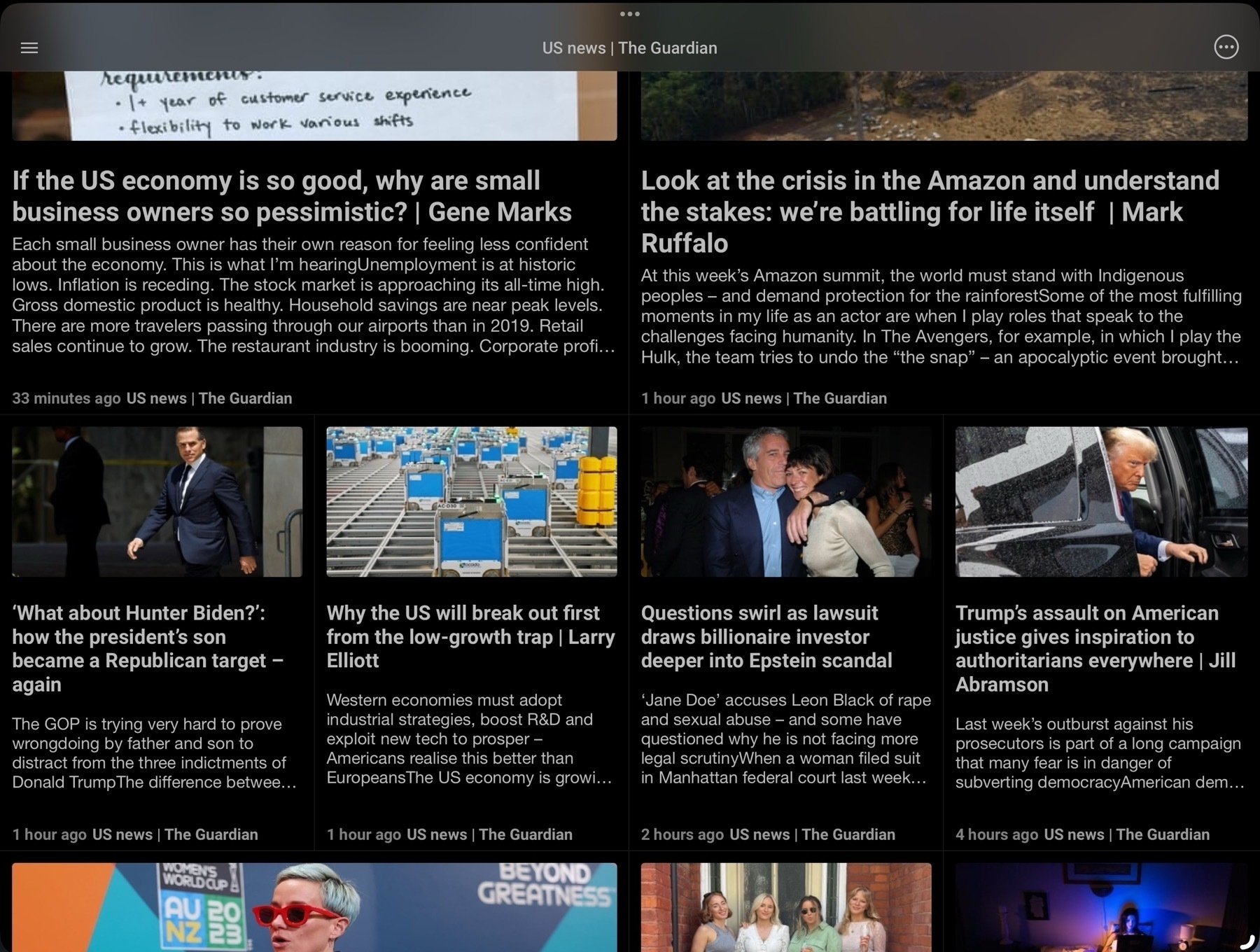 Screenshot of Newsify on iPad