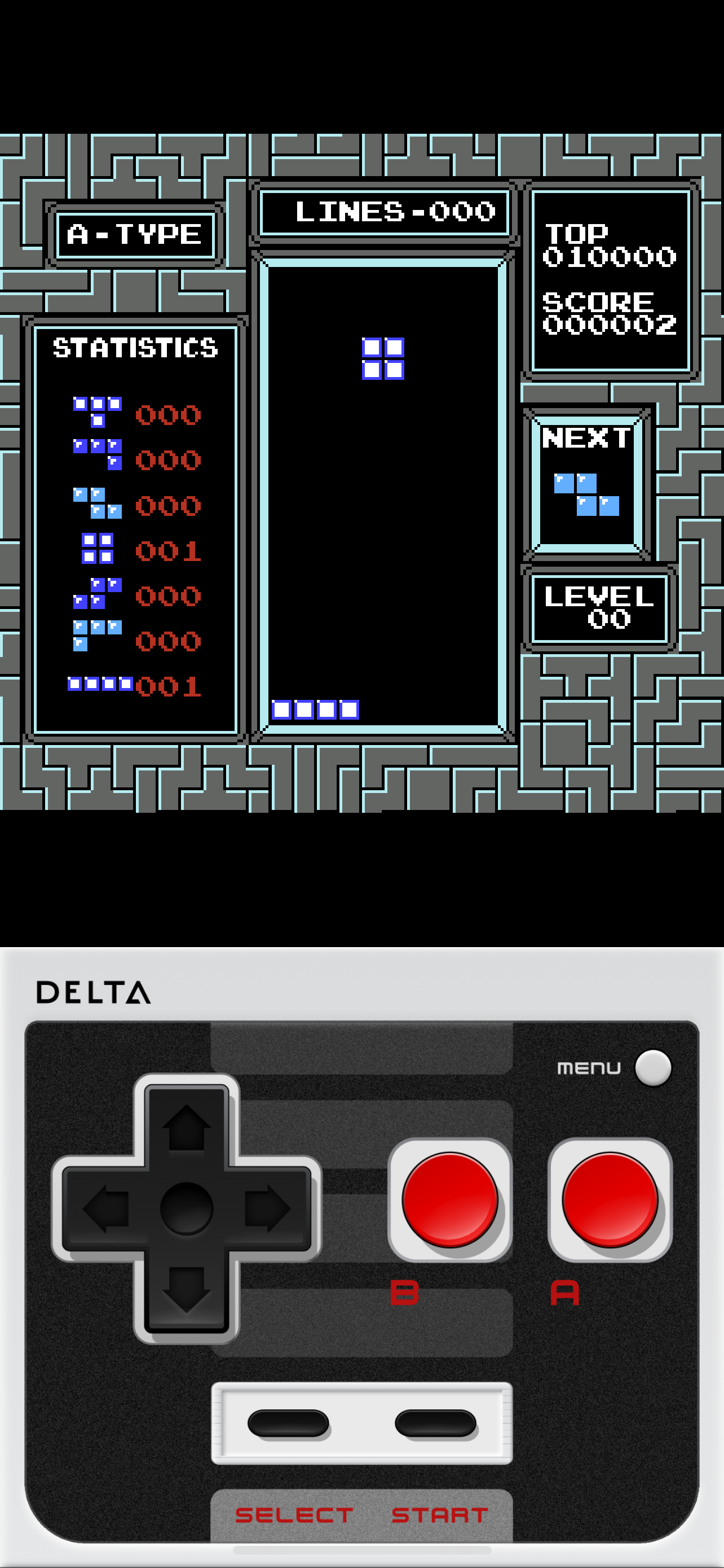 Tetris, on the Delta app