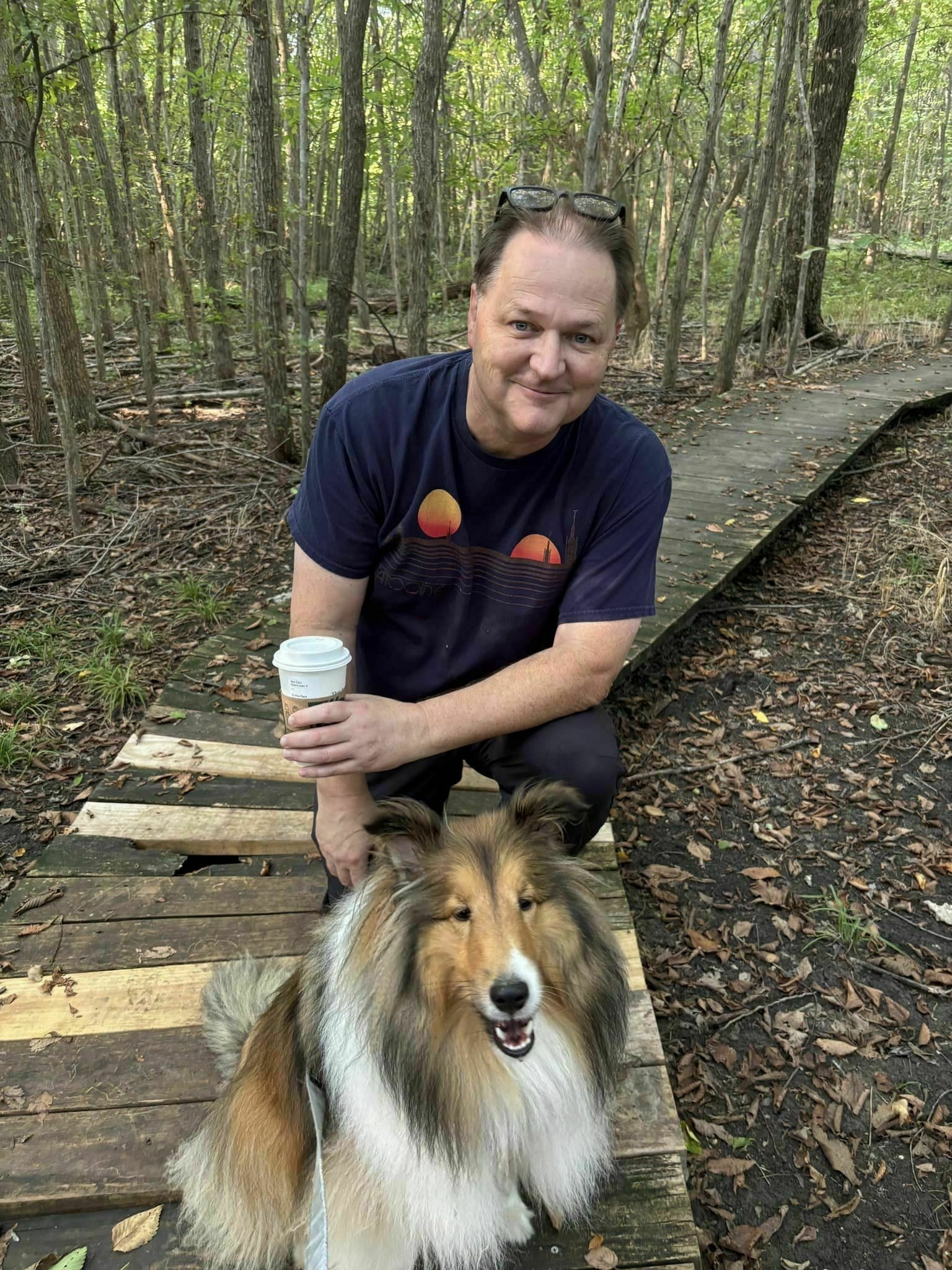 Me and our sheltie dog at the nature preserve