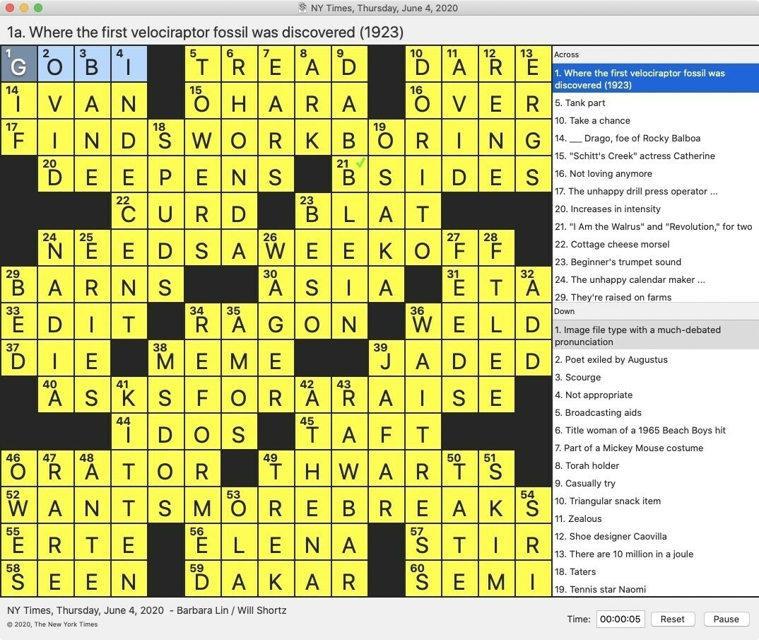 screenshot of Black Ink for the Mac with a puzzle drawn with yellow background where it would typically be white