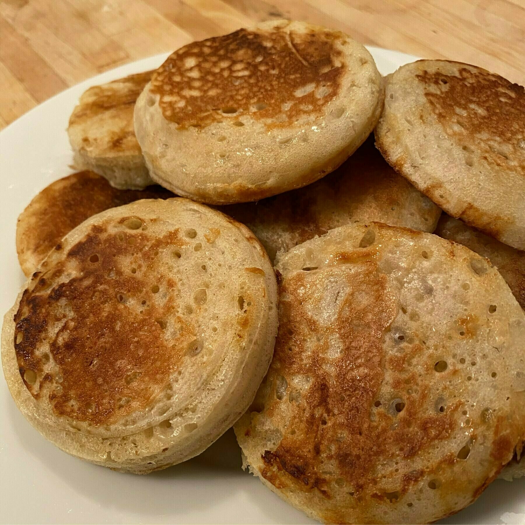 pile of baked crumpets