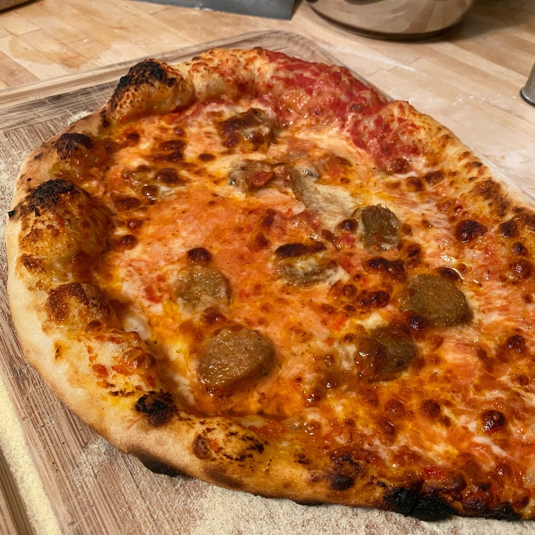 homemade pizza shaped like a teardrop