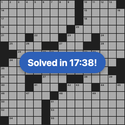 Animated GIF showing the progress of a crossword puzzle solution by depicting the squares that have been filled in with either correct or incorrect answers.