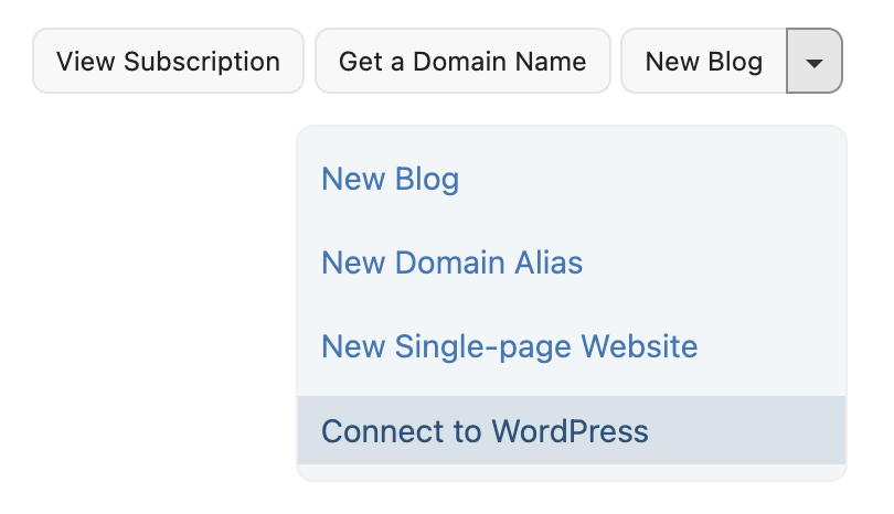Screenshot of Micro.blog with new blog options menu.