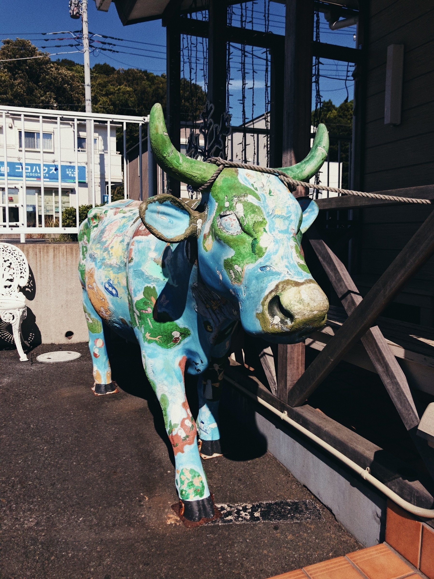 Colorful Cow mascot sculpture 