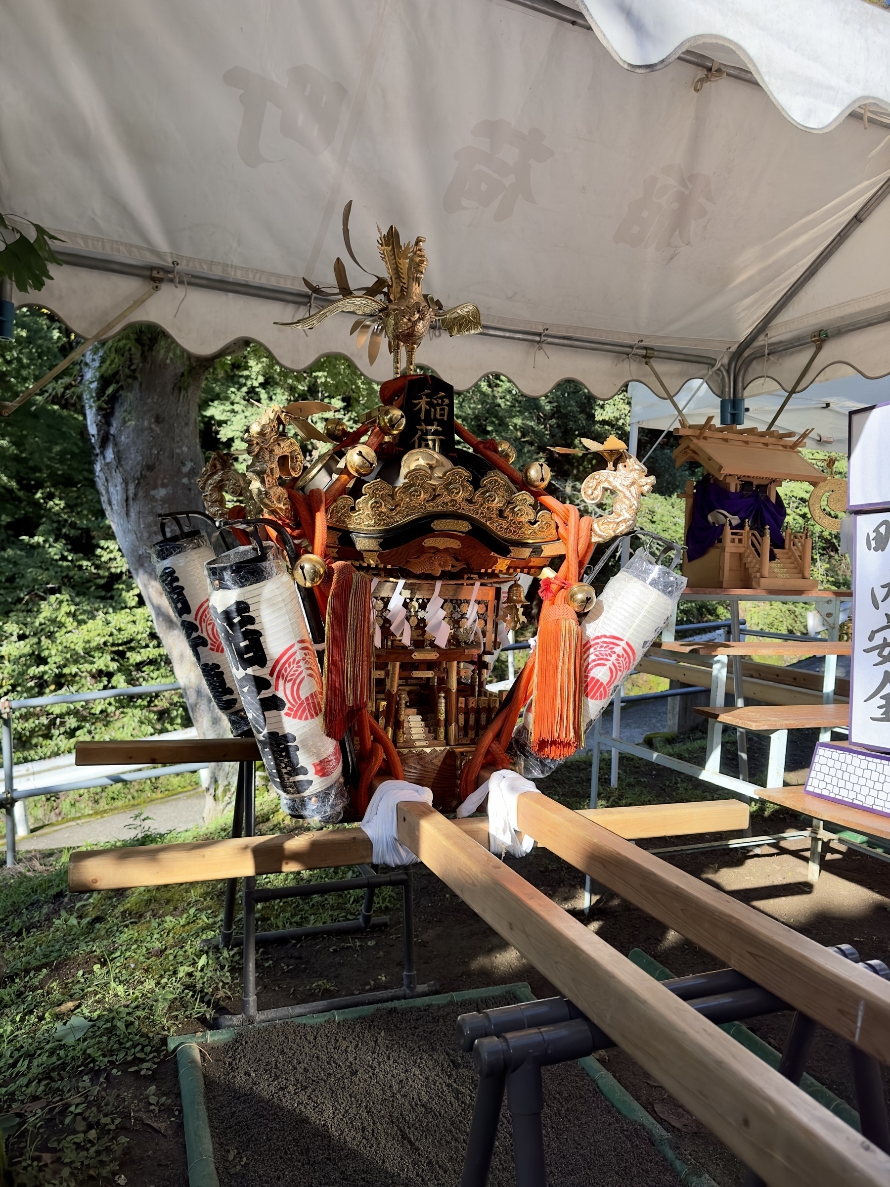 Portable Shinto shrine on display