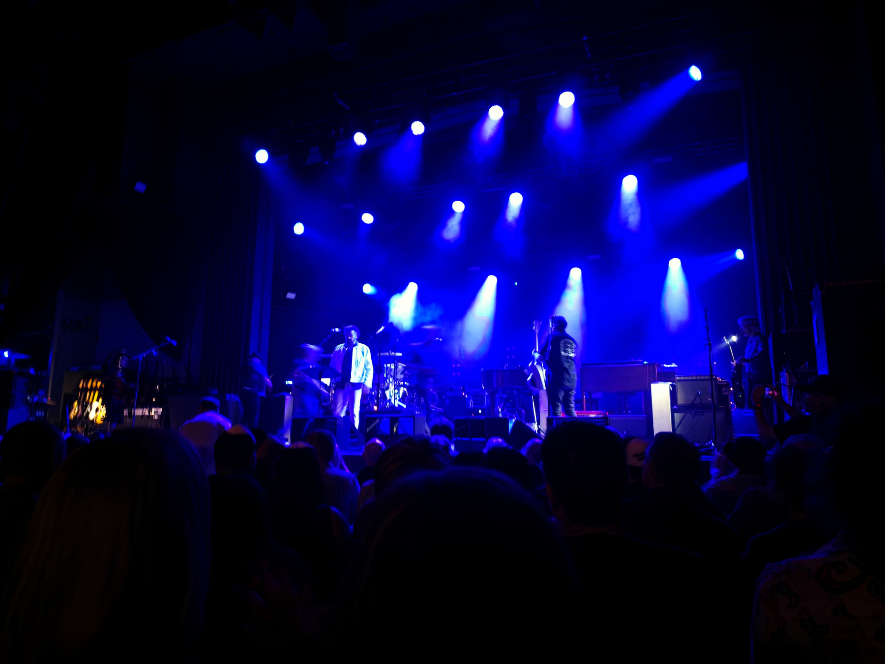 Counting Crows on stage at the enmore theatre, with blue stage lights